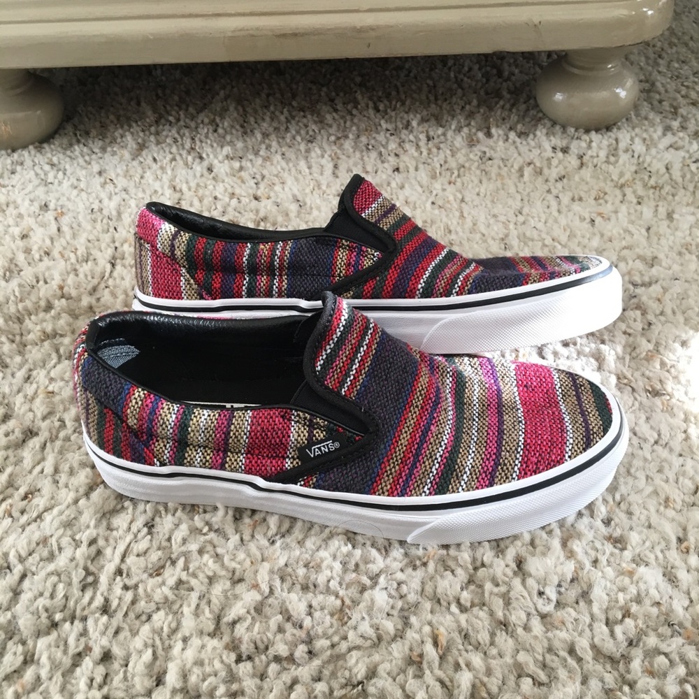 Multicolored slip-on vans
